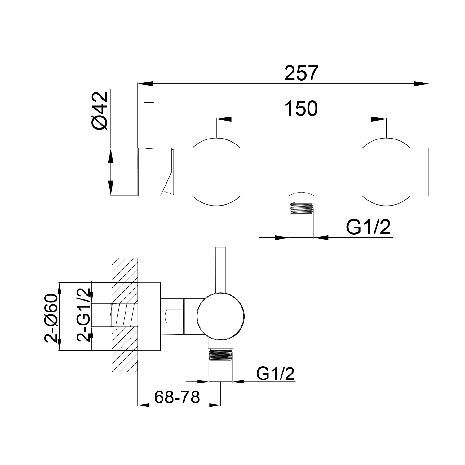 MISCELATORE-MURO-DOCCIA-LEVANTE-CANNA-FUCILE | miscelatore da muro per doccia levante - immagine 3
