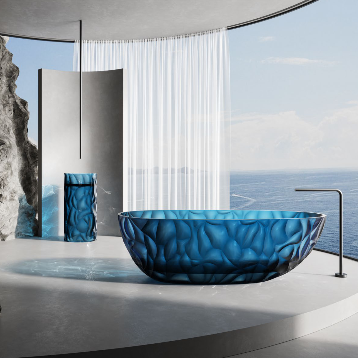 VASCA-TRASPARENTE-ZEFIRO-BLU-160 | Vasca da Bagno Blu Trasparente in Resina - immagine 2